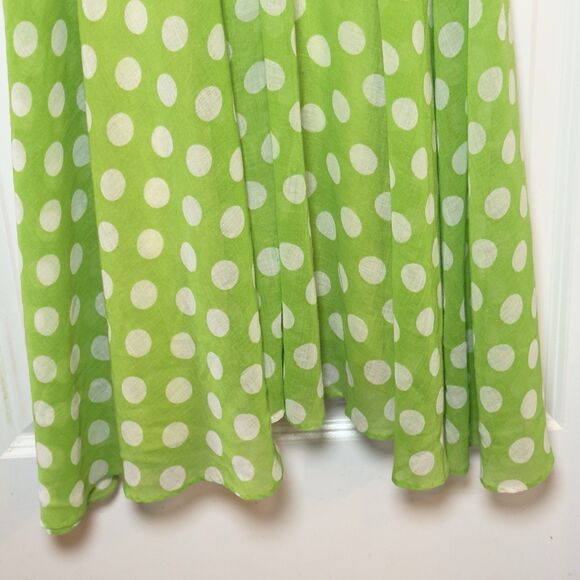 Vintage 60s Milkmaid Polka Dot Dress Size Small Green Handmade Trad Off Shoulder - Picture 4 of 16
